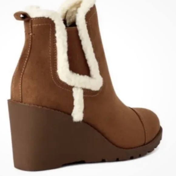 Scoop NYC Women’s Faux Suede Sherpa Lined Wedge Boots Shoes Size 8 NEW - Picture 5 of 5